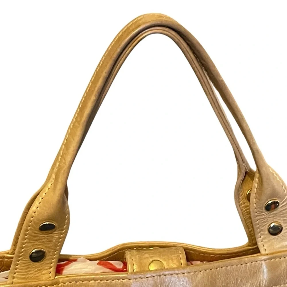 Botkier Metallic Leather Trigger Satchel Handbag Tote Gold Hardware
